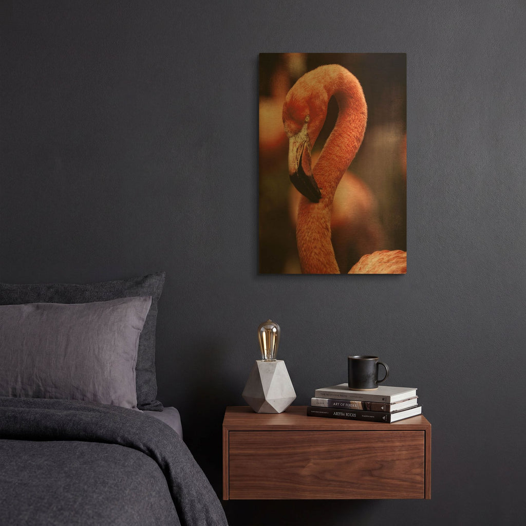 'Caribbean Flamingo II' By Debra Van Swearingen Gold Metal Wall Art