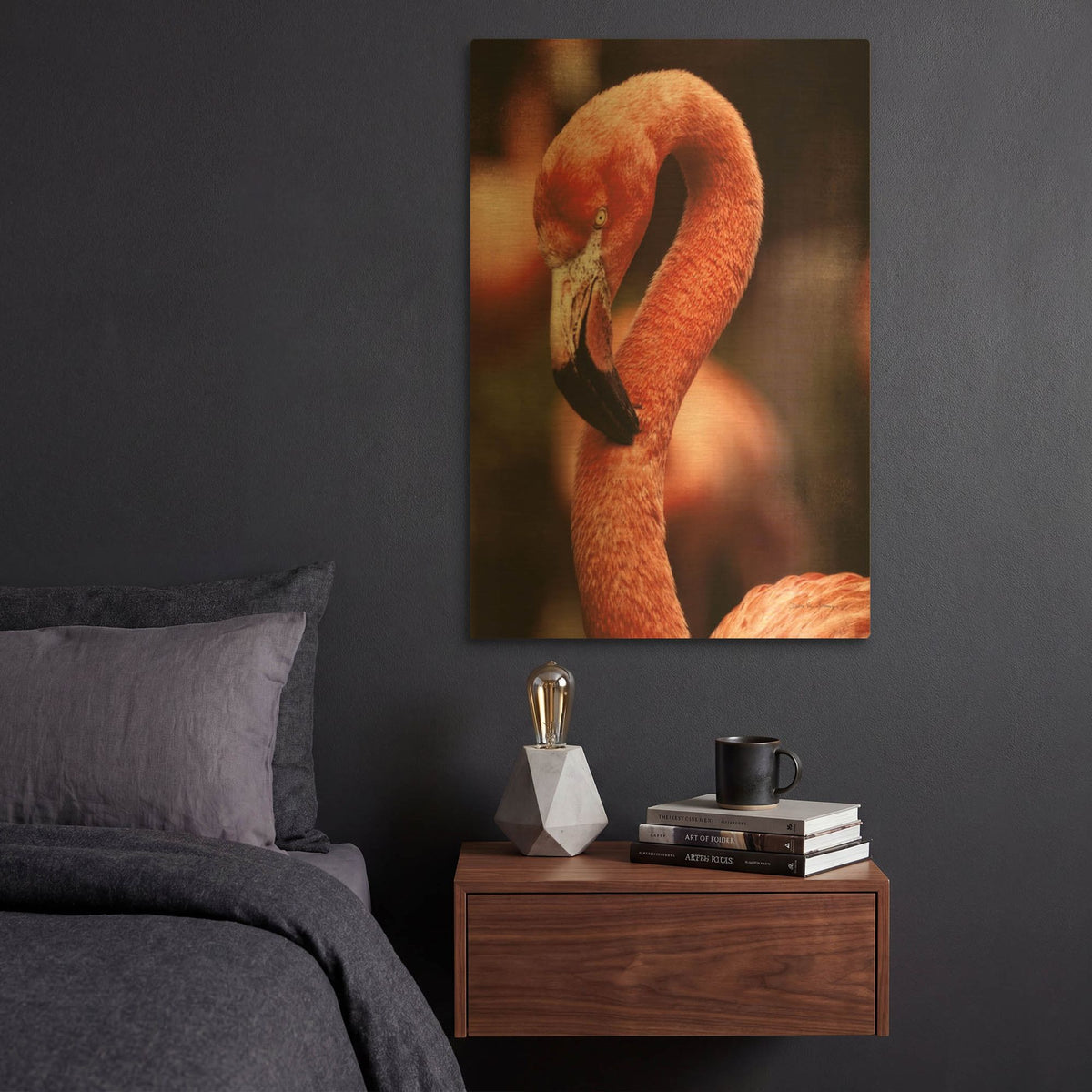 'Caribbean Flamingo II' By Debra Van Swearingen Gold Metal Wall Art