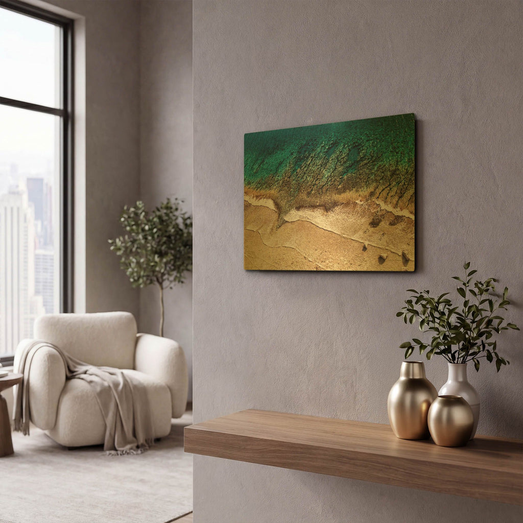 'Sand and Sea' By Debra Van Swearingen Gold Metal Wall Art
