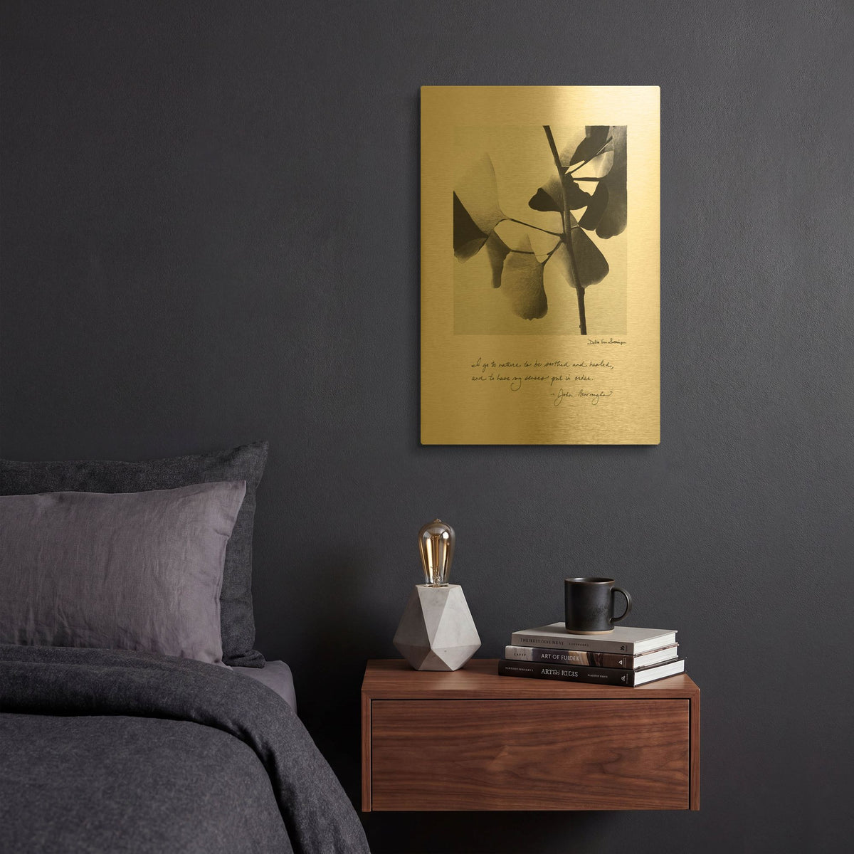 'Delicate Ginkgo v2' By Debra Van Swearingen Gold Metal Wall Art