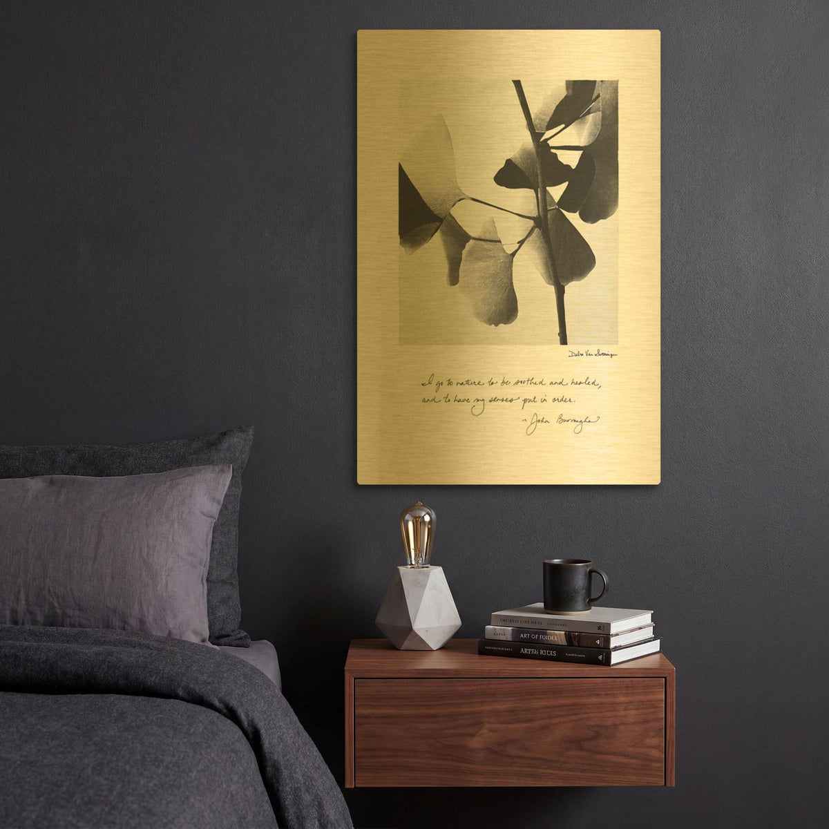 'Delicate Ginkgo v2' By Debra Van Swearingen Gold Metal Wall Art