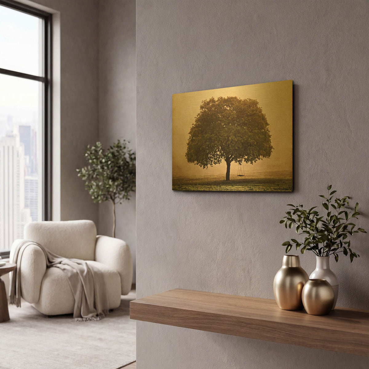 'The Hopeful Oak' By Debra Van Swearingen Gold Metal Wall Art