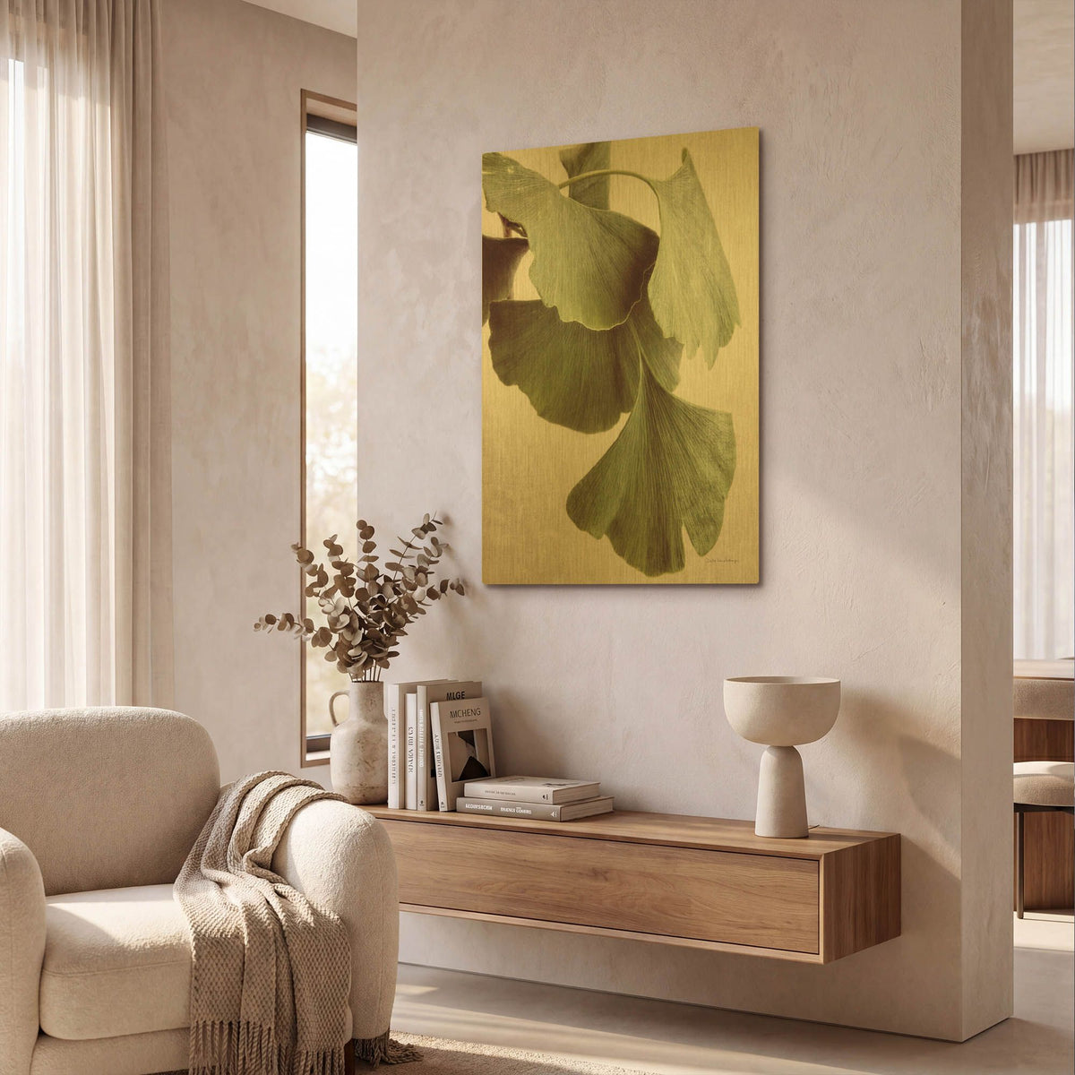 'Gingko Color' By Debra Van Swearingen Gold Metal Wall Art