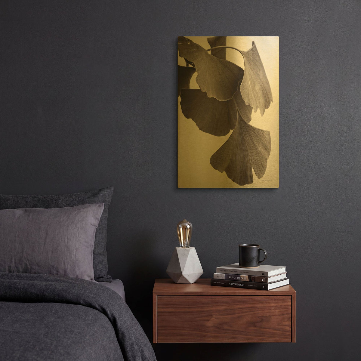 'Gingko Sepia' By Debra Van Swearingen Gold Metal Wall Art