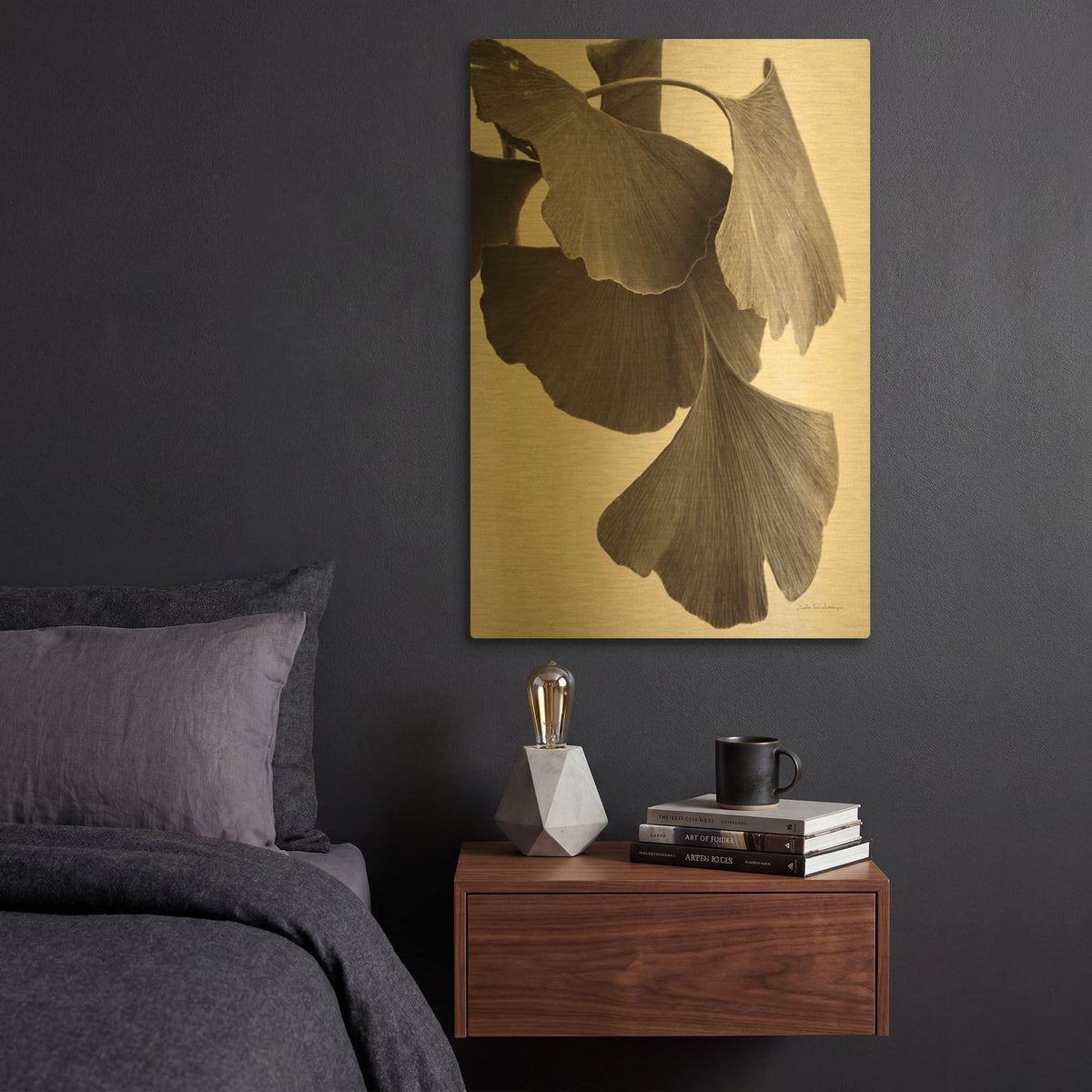 'Gingko Sepia' By Debra Van Swearingen Gold Metal Wall Art