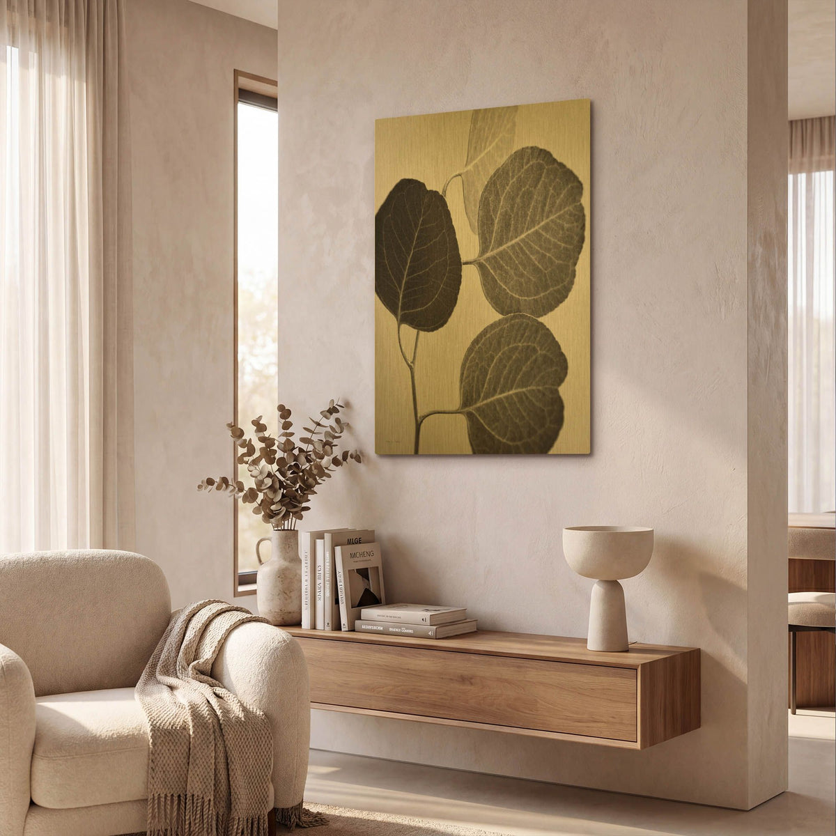 'Eucalyptus Sepia' By Debra Van Swearingen Gold Metal Wall Art