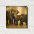 'Elephant III Sepia' By Debra Van Swearingen Gold Metal Wall Art