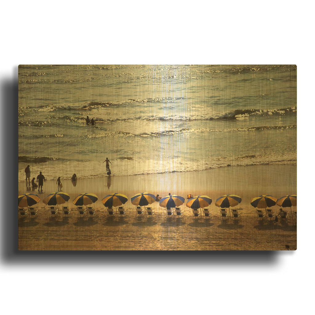 'A Day At The Beach' By Debra Van Swearingen Gold Metal Wall Art