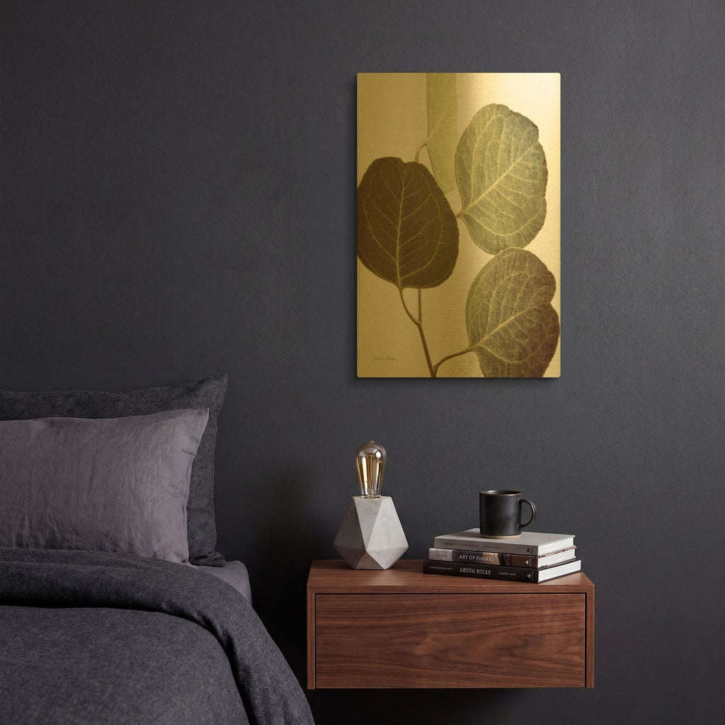 'Eucalyptus Color on White' By Debra Van Swearingen Gold Metal Wall Art