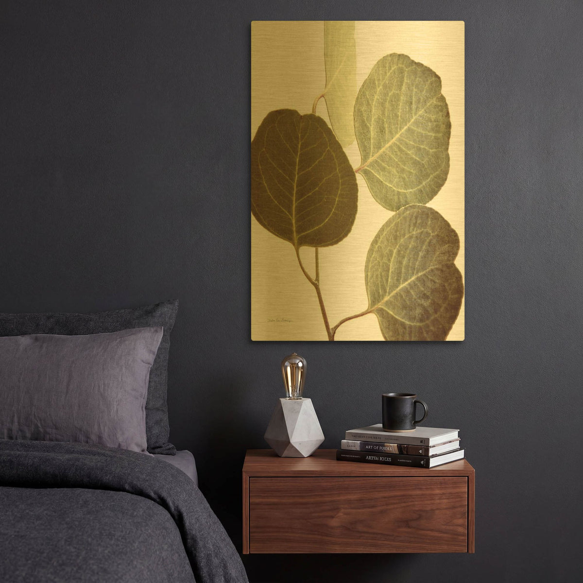 'Eucalyptus Color on White' By Debra Van Swearingen Gold Metal Wall Art