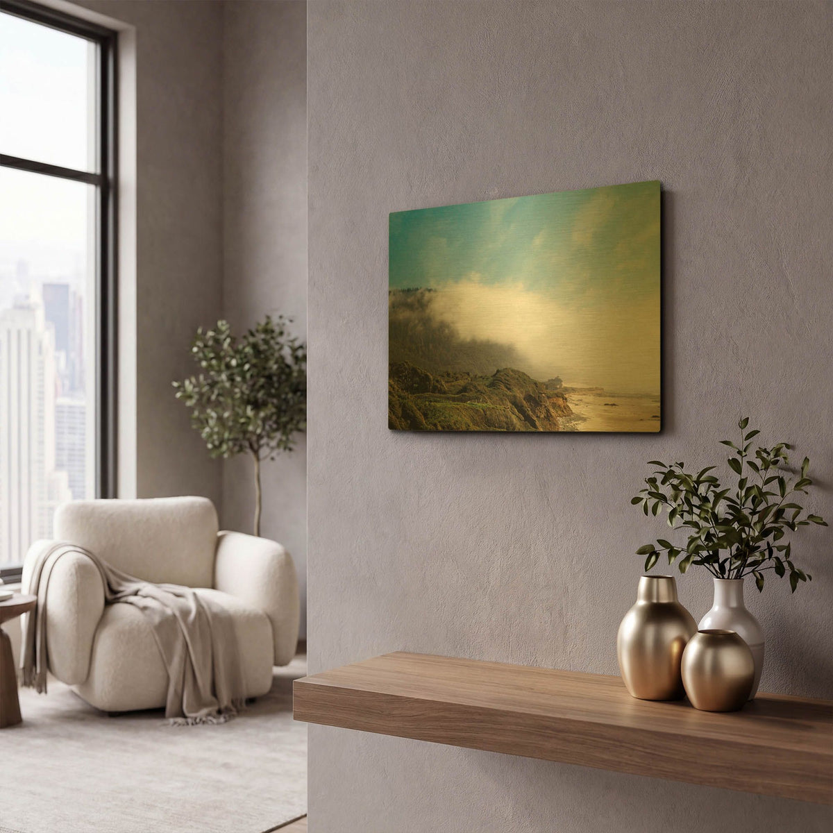 'Coastal Fog' By Debra Van Swearingen Gold Metal Wall Art