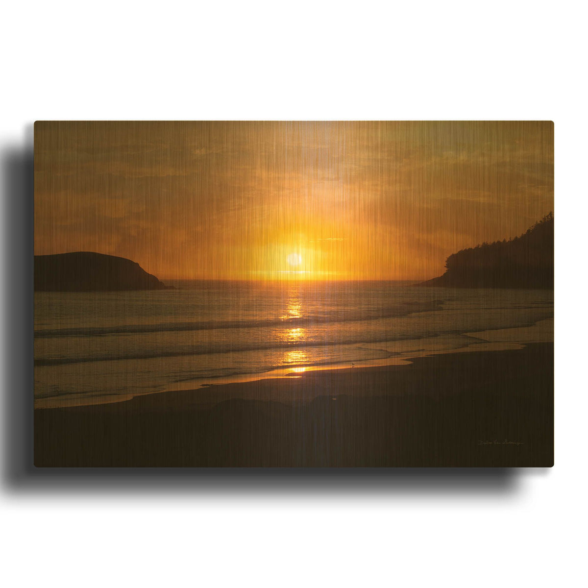 'Ocean Sunset' By Debra Van Swearingen Gold Metal Wall Art