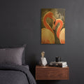 'Flamingo II on BW' By Debra Van Swearingen Gold Metal Wall Art