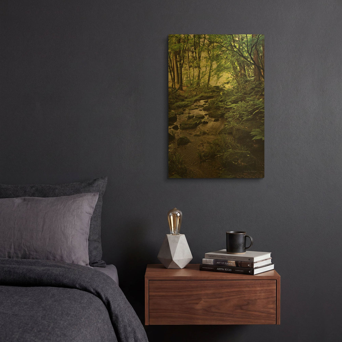 'Lush Creek in Forest' By Debra Van Swearingen Gold Metal Wall Art