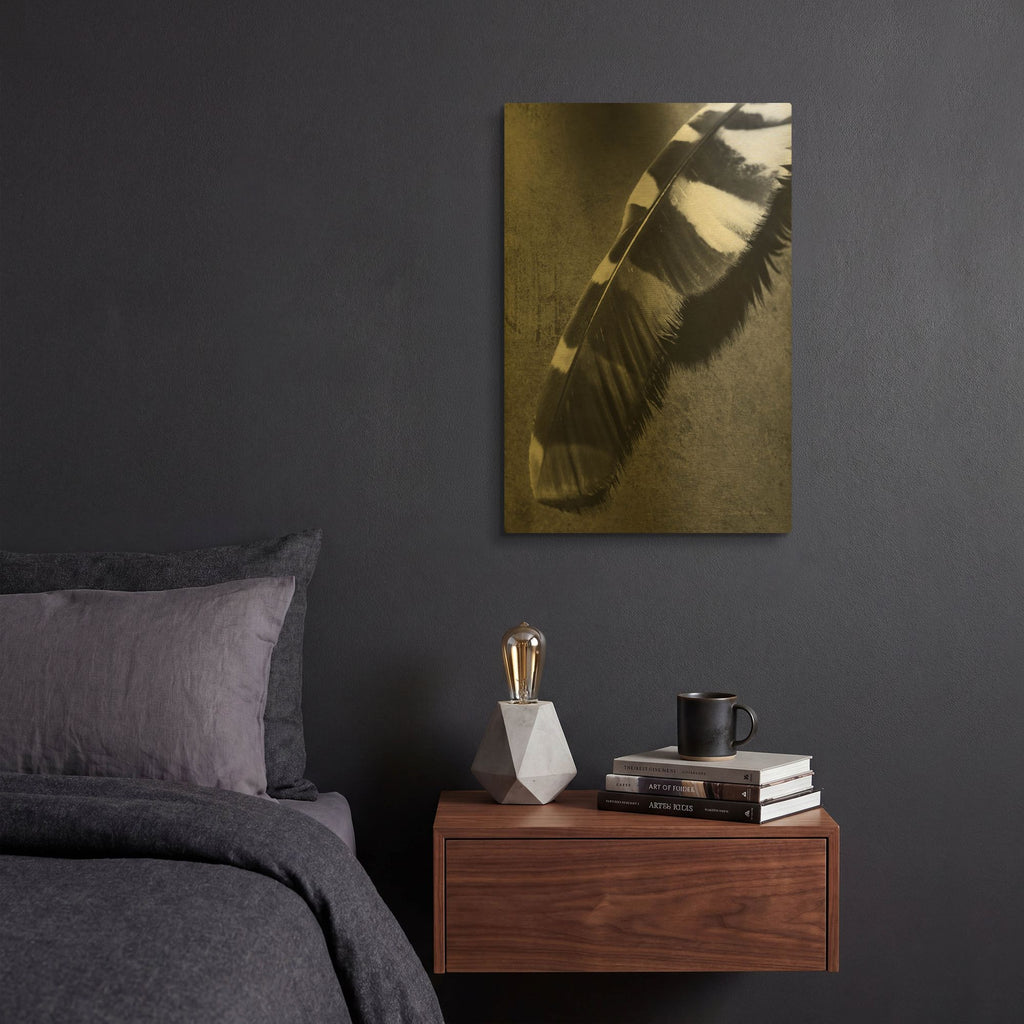 'Feather Shadow II' By Debra Van Swearingen Gold Metal Wall Art