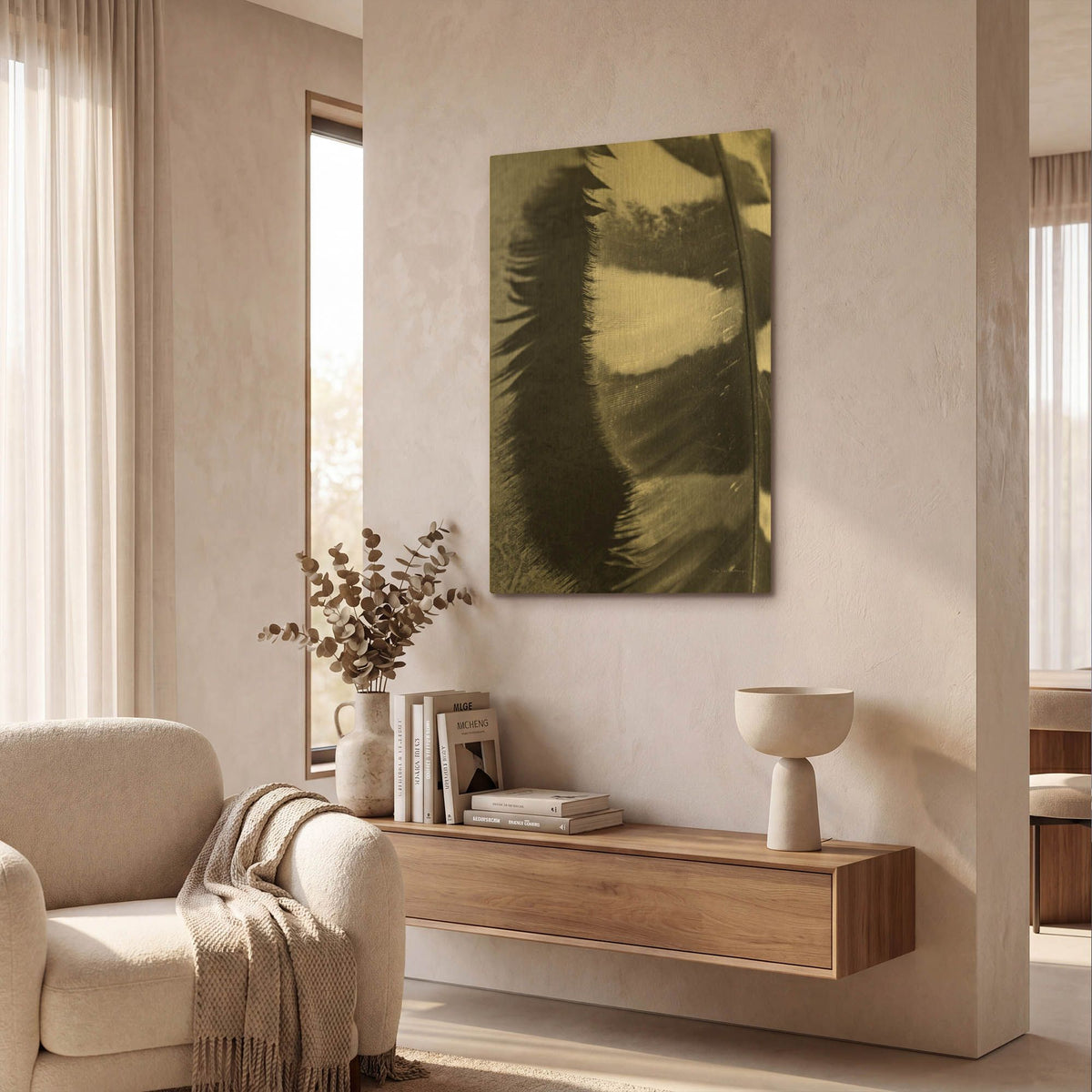 'Feather Shadow III' By Debra Van Swearingen Gold Metal Wall Art