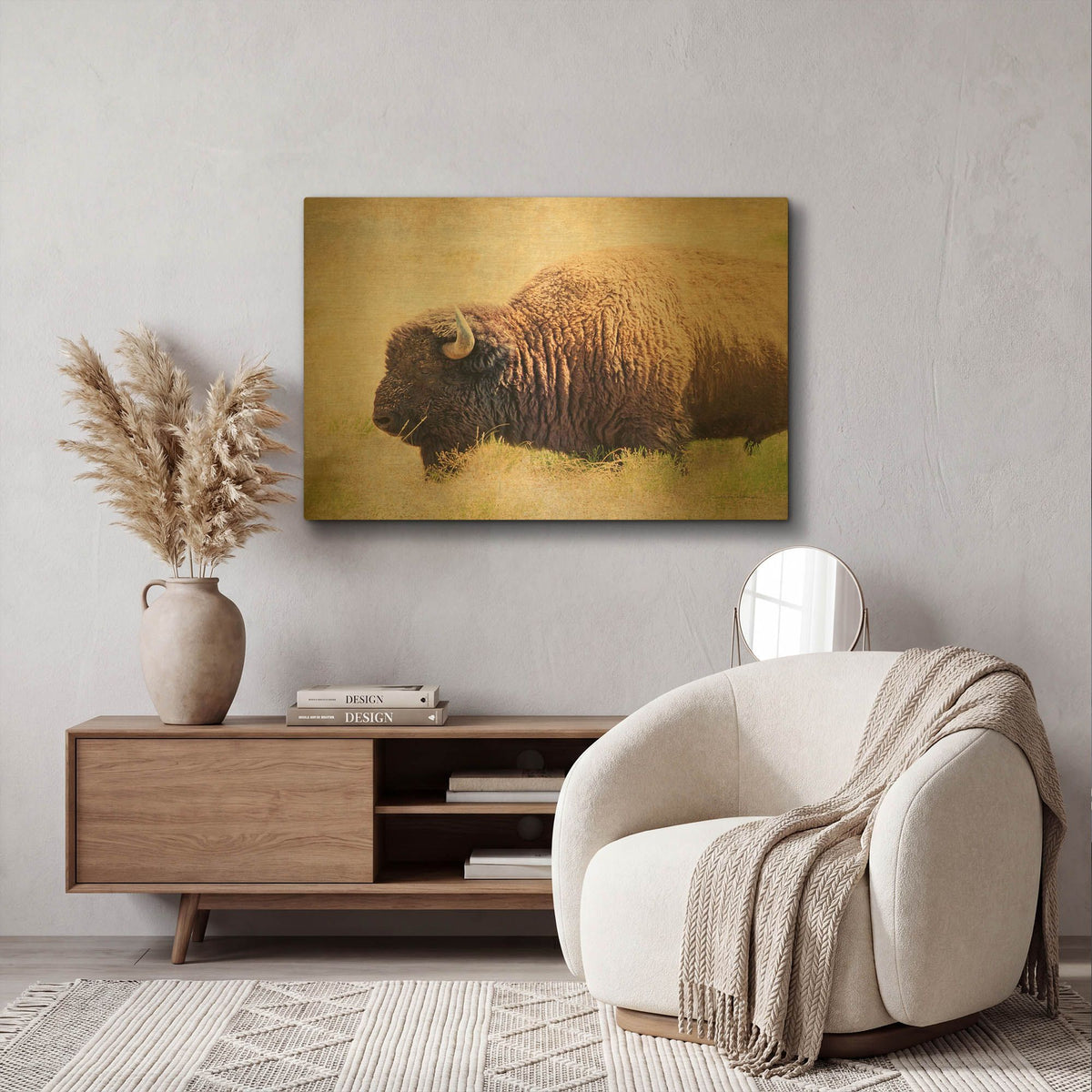 'Buffalo II' By Debra Van Swearingen Gold Metal Wall Art