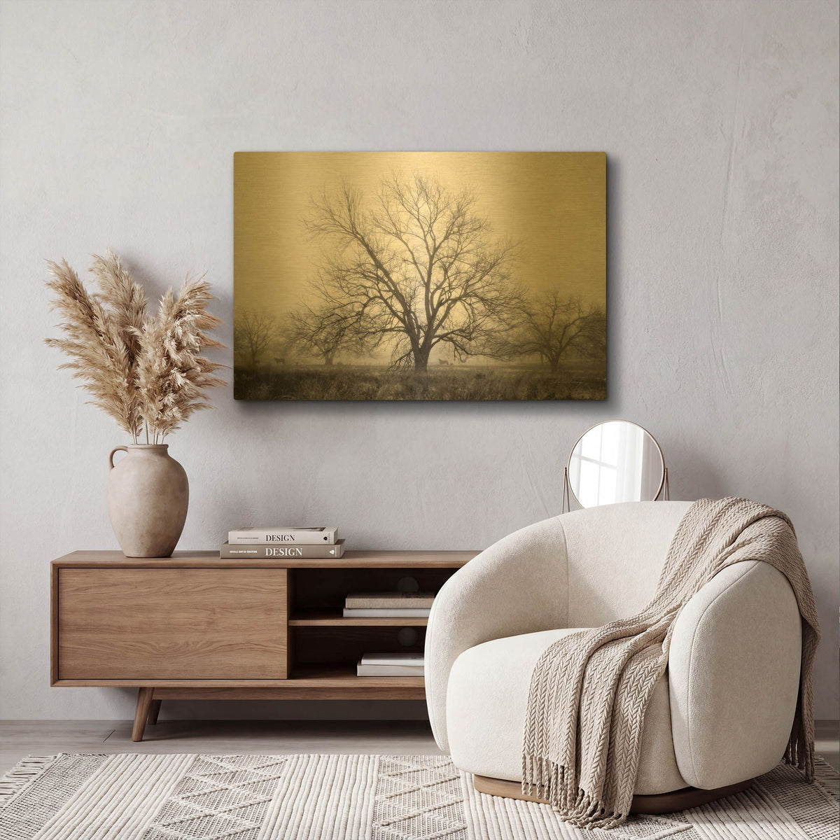 'Morning Calm I BW' By Debra Van Swearingen Gold Metal Wall Art
