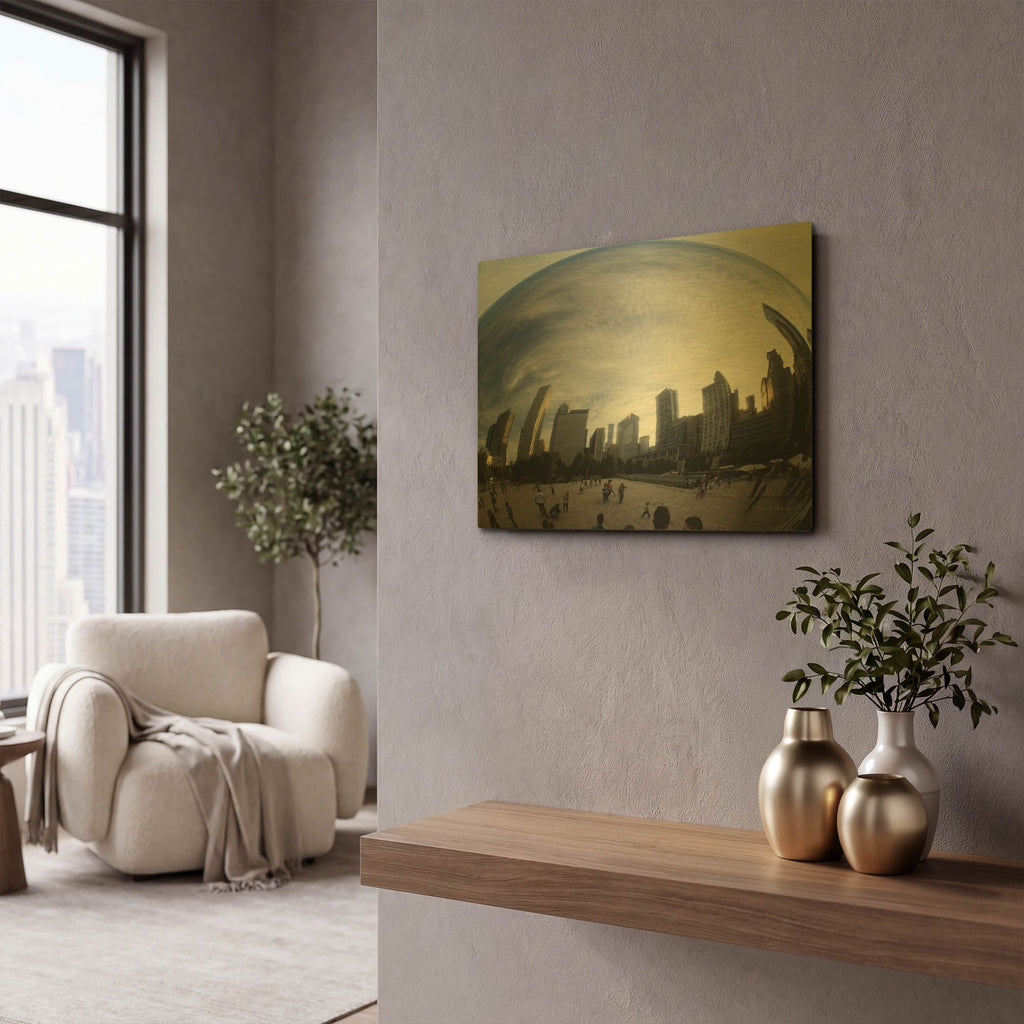 'The Bean Chicago' By Debra Van Swearingen Gold Metal Wall Art