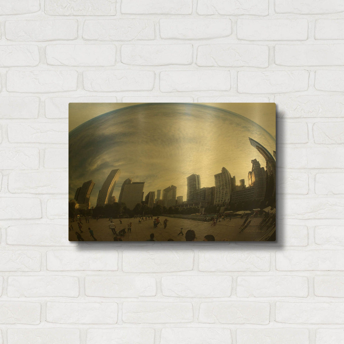 'The Bean Chicago' By Debra Van Swearingen Gold Metal Wall Art