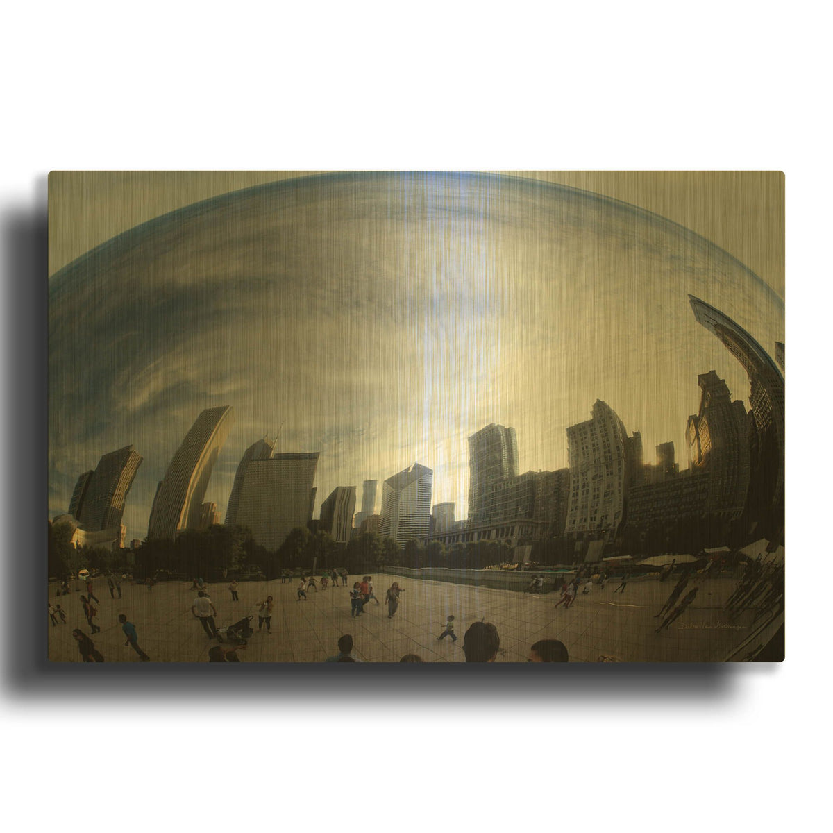 'The Bean Chicago' By Debra Van Swearingen Gold Metal Wall Art