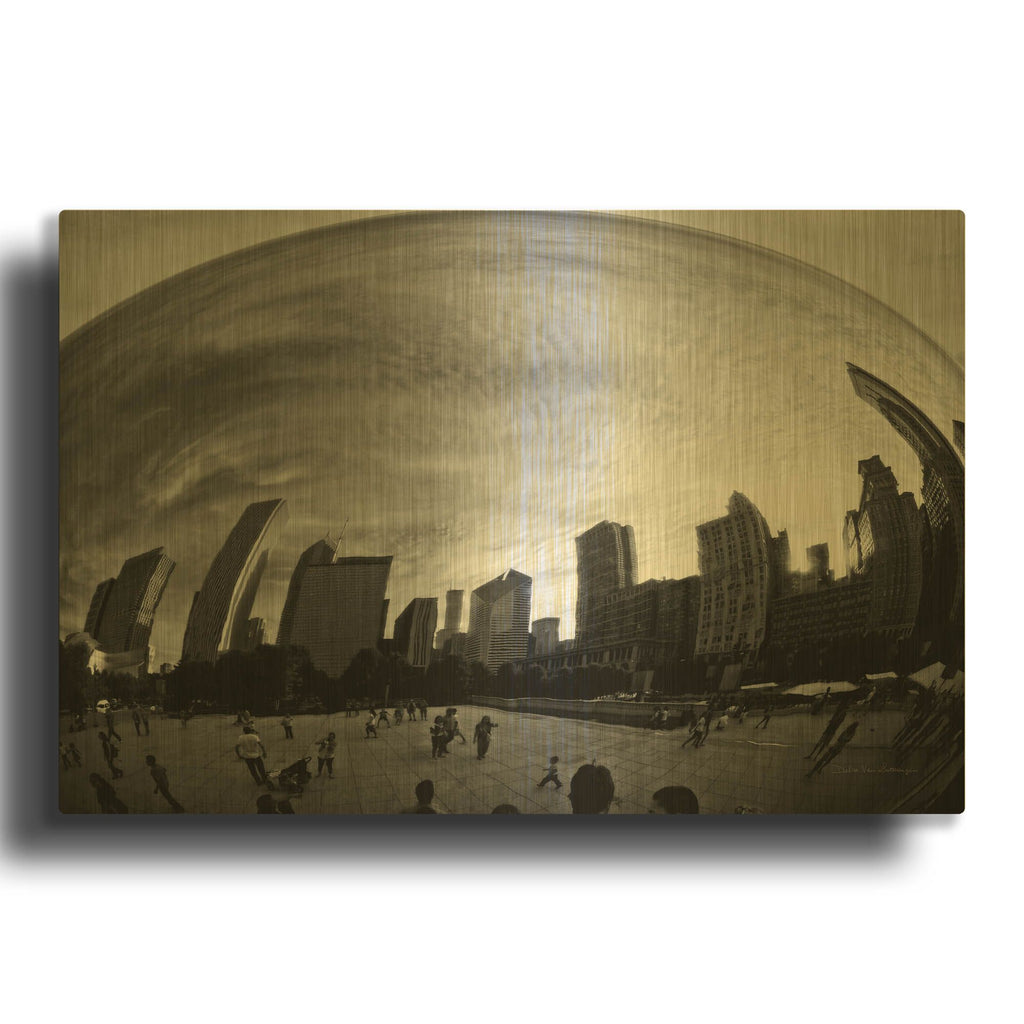 'The Bean Chicago BW' By Debra Van Swearingen Gold Metal Wall Art