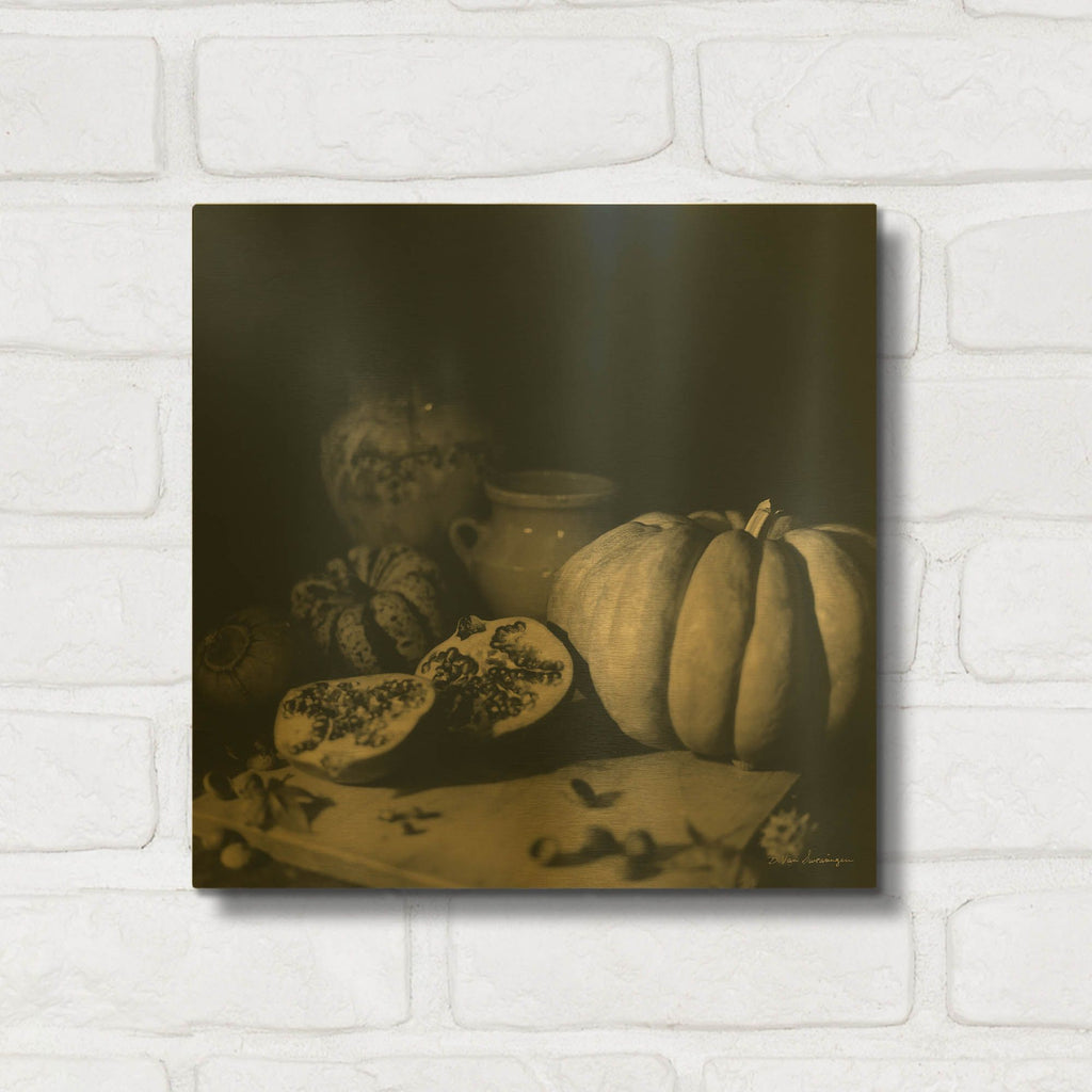 'Pumpkin and Pomegranate' By Debra Van Swearingen Gold Metal Wall Art