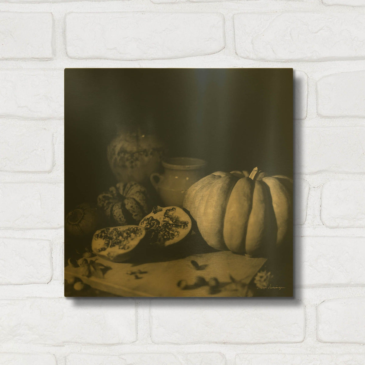 'Pumpkin and Pomegranate' By Debra Van Swearingen Gold Metal Wall Art