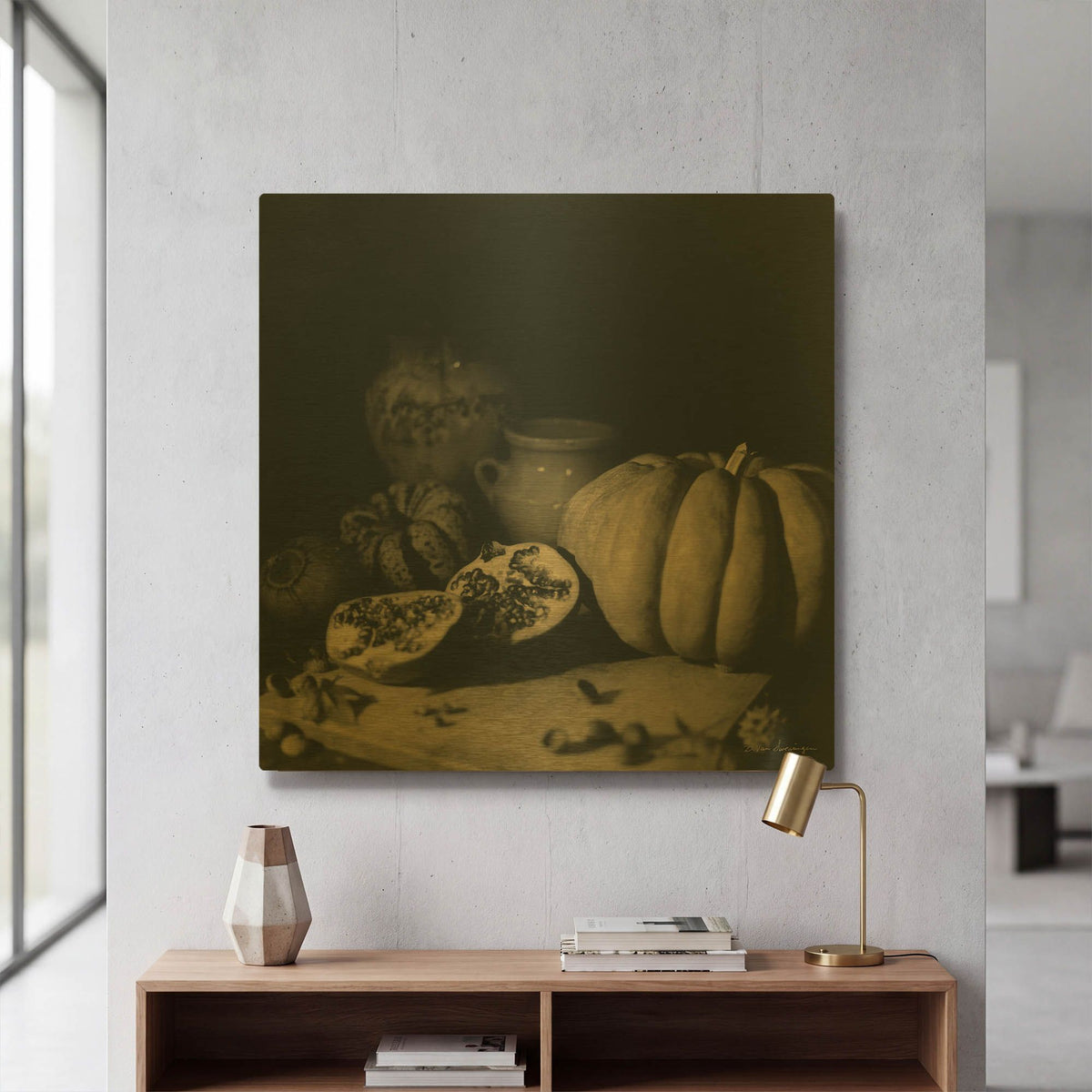 'Pumpkin and Pomegranate' By Debra Van Swearingen Gold Metal Wall Art