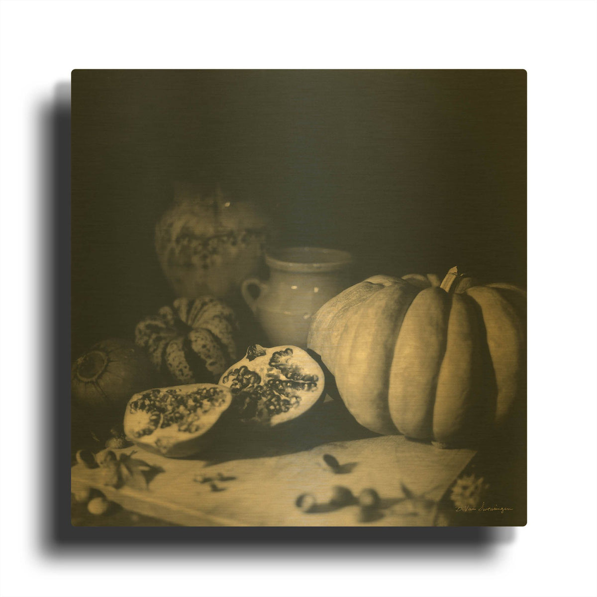 'Pumpkin and Pomegranate' By Debra Van Swearingen Gold Metal Wall Art