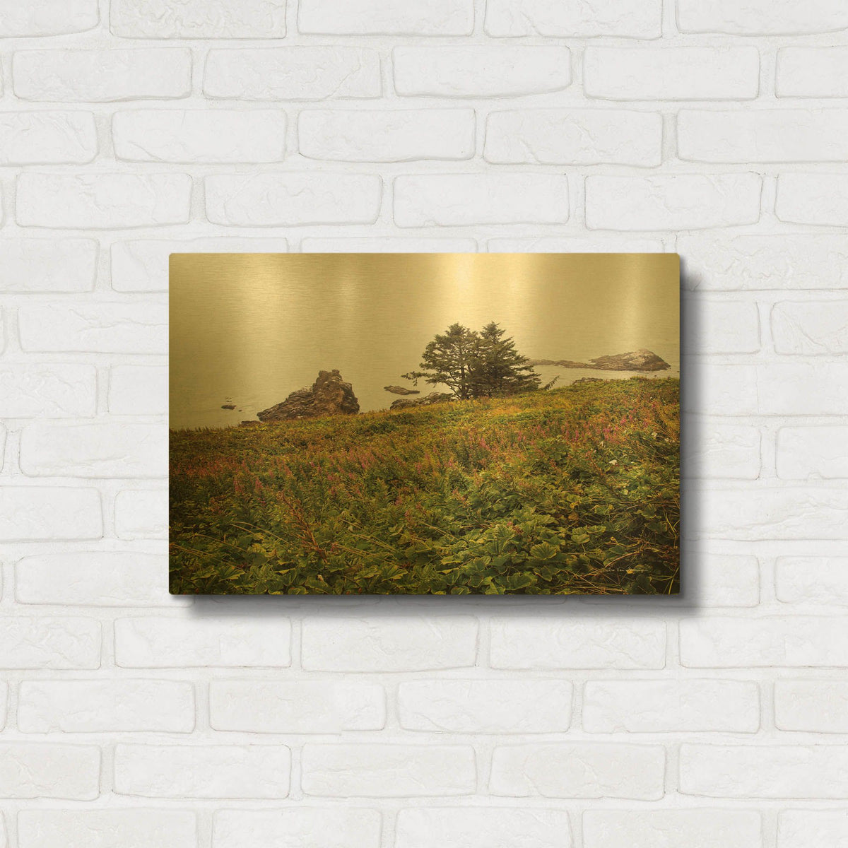 'Oregon Coast' By Debra Van Swearingen Gold Metal Wall Art