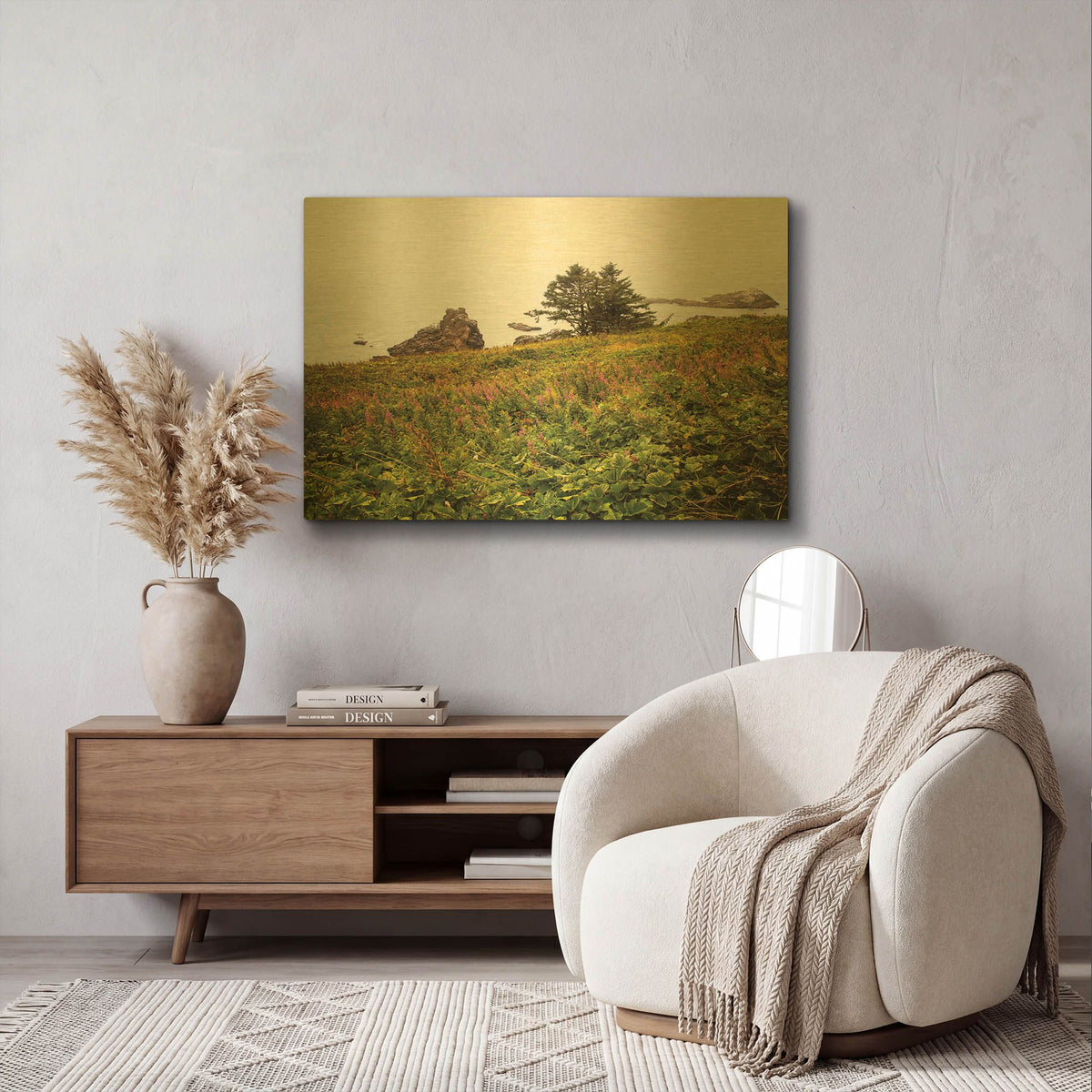'Oregon Coast' By Debra Van Swearingen Gold Metal Wall Art