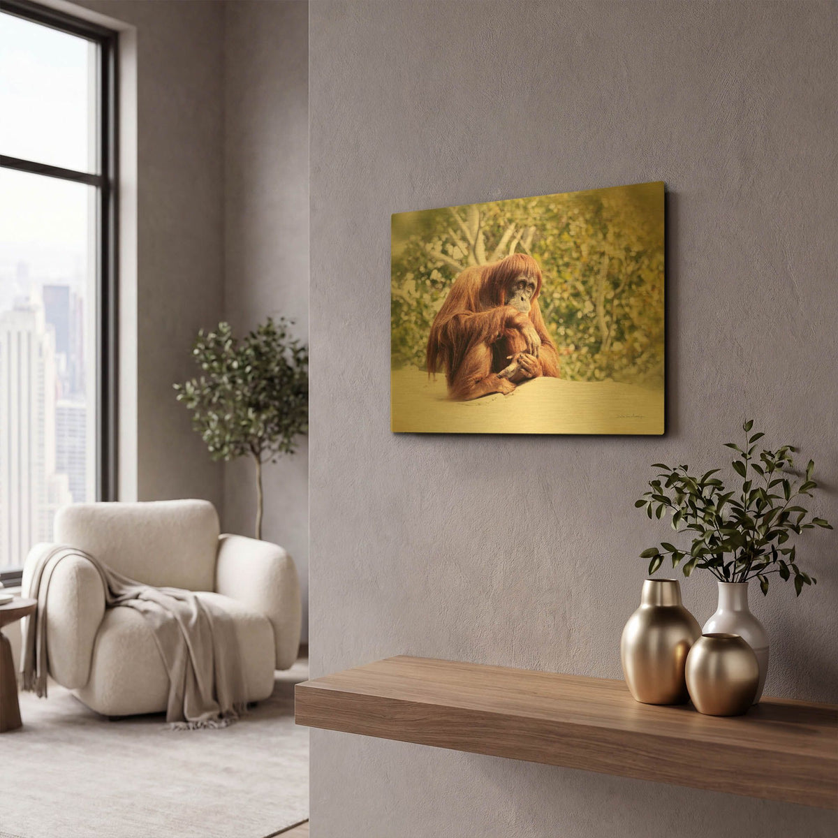 'Orangutan' By Debra Van Swearingen Gold Metal Wall Art