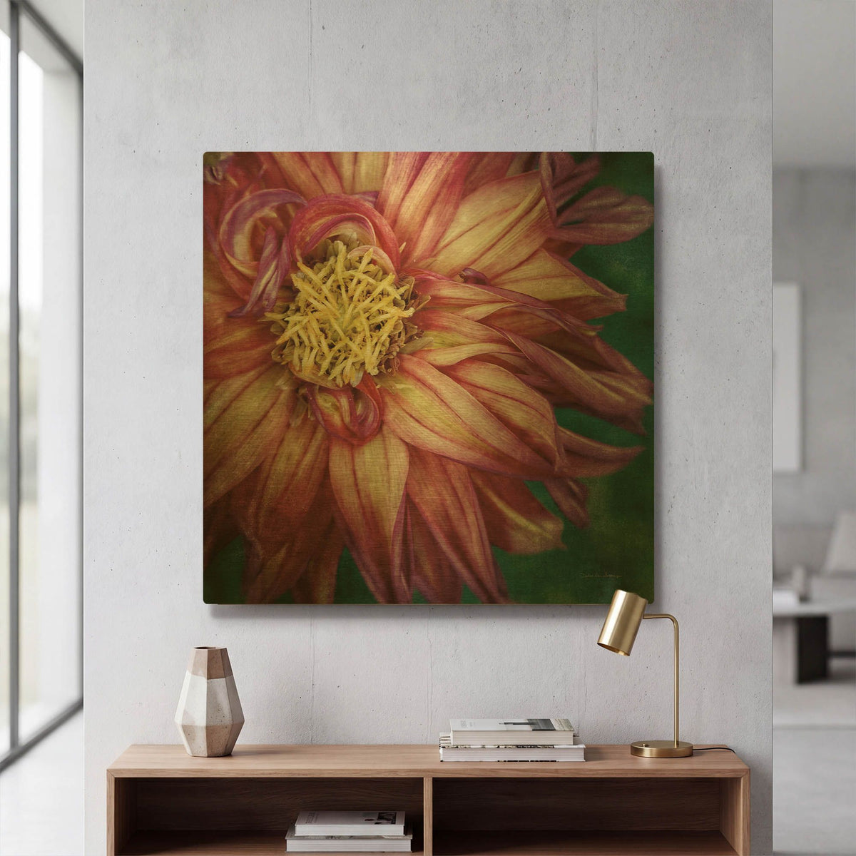 'Dahlia I' By Debra Van Swearingen Gold Metal Wall Art