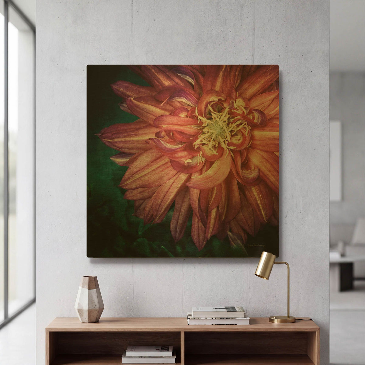 'Dahlia II' By Debra Van Swearingen Gold Metal Wall Art