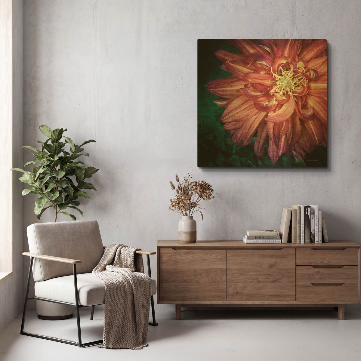 'Dahlia II' By Debra Van Swearingen Gold Metal Wall Art