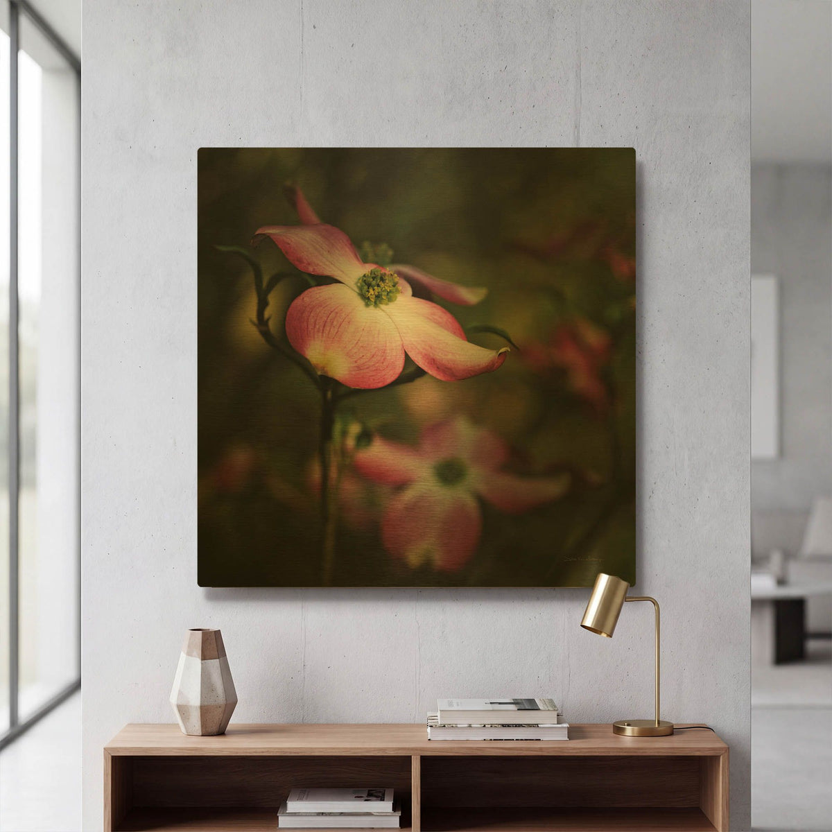 'Pink Dogwood II' By Debra Van Swearingen Gold Metal Wall Art