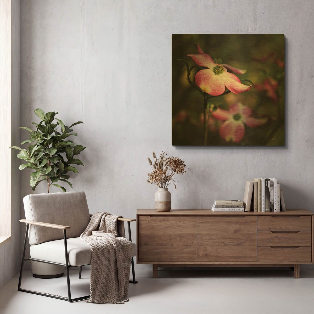 'Pink Dogwood II' By Debra Van Swearingen Gold Metal Wall Art