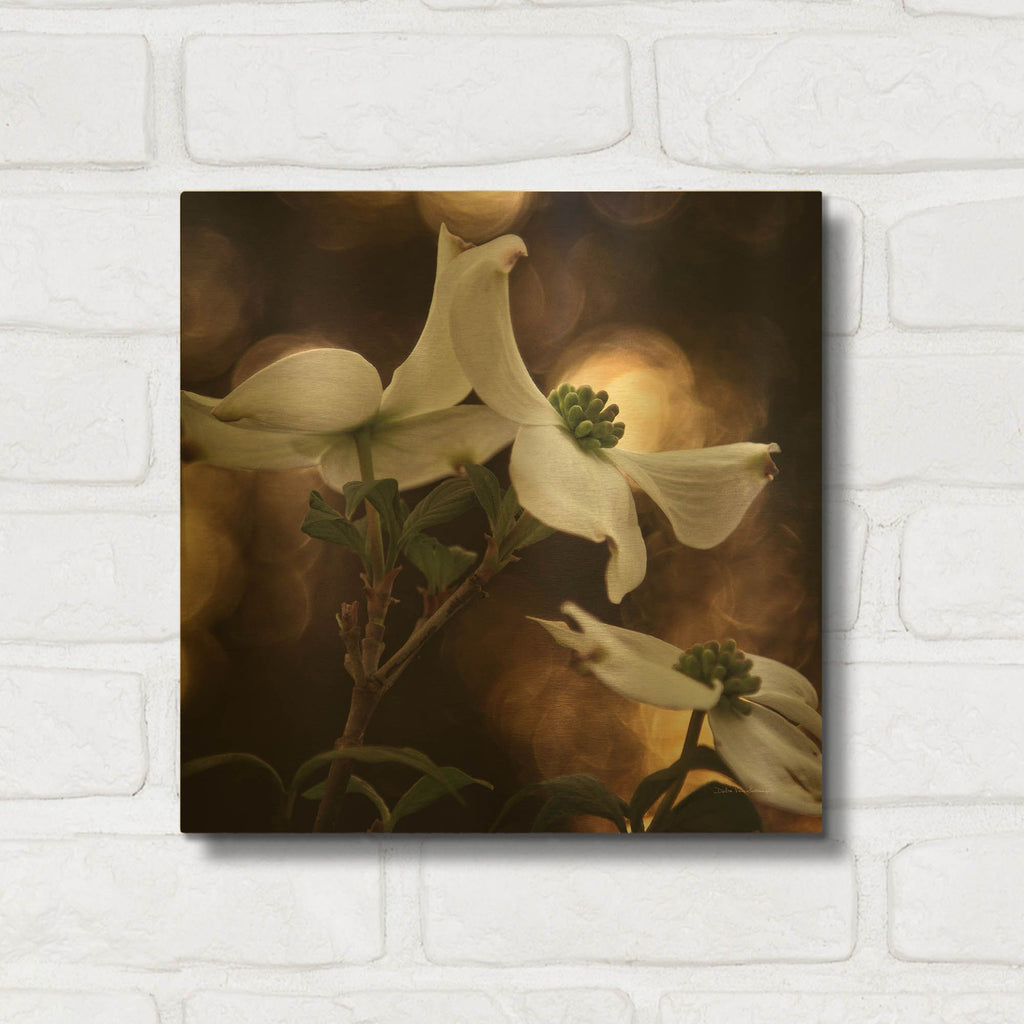 'White Dogwood I' By Debra Van Swearingen Gold Metal Wall Art