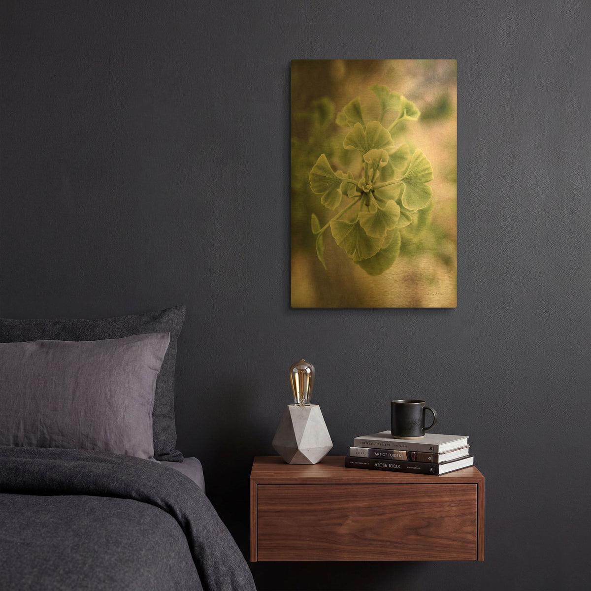'Sprouting Ginkgo II' By Debra Van Swearingen Gold Metal Wall Art