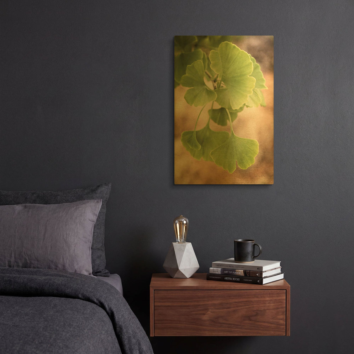 'Sprouting Ginkgo IV' By Debra Van Swearingen Gold Metal Wall Art