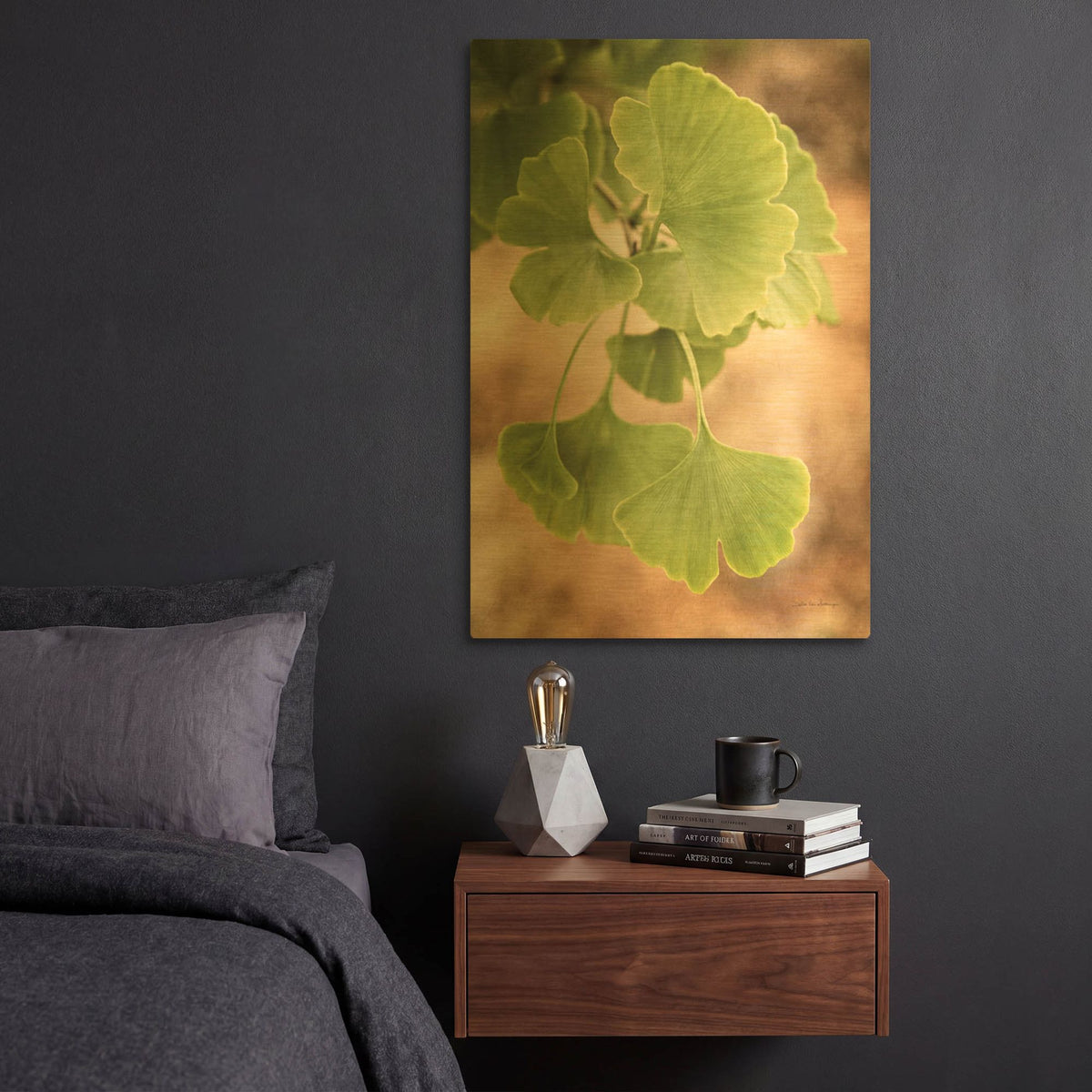 'Sprouting Ginkgo IV' By Debra Van Swearingen Gold Metal Wall Art