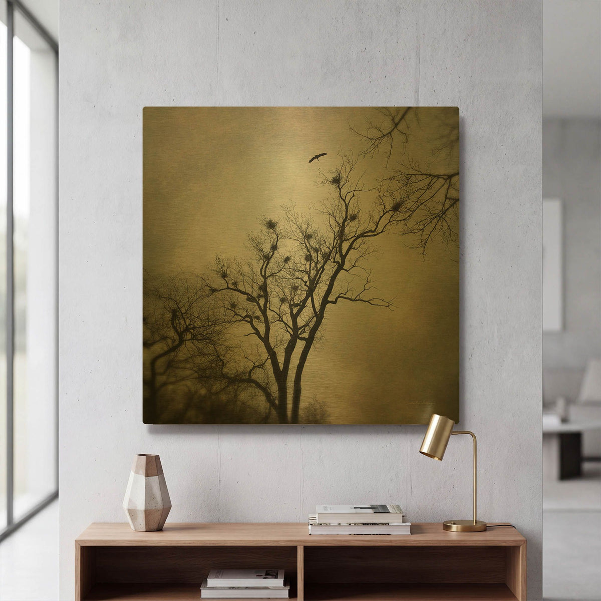 'The Heron Rookery' By Debra Van Swearingen Gold Metal Wall Art