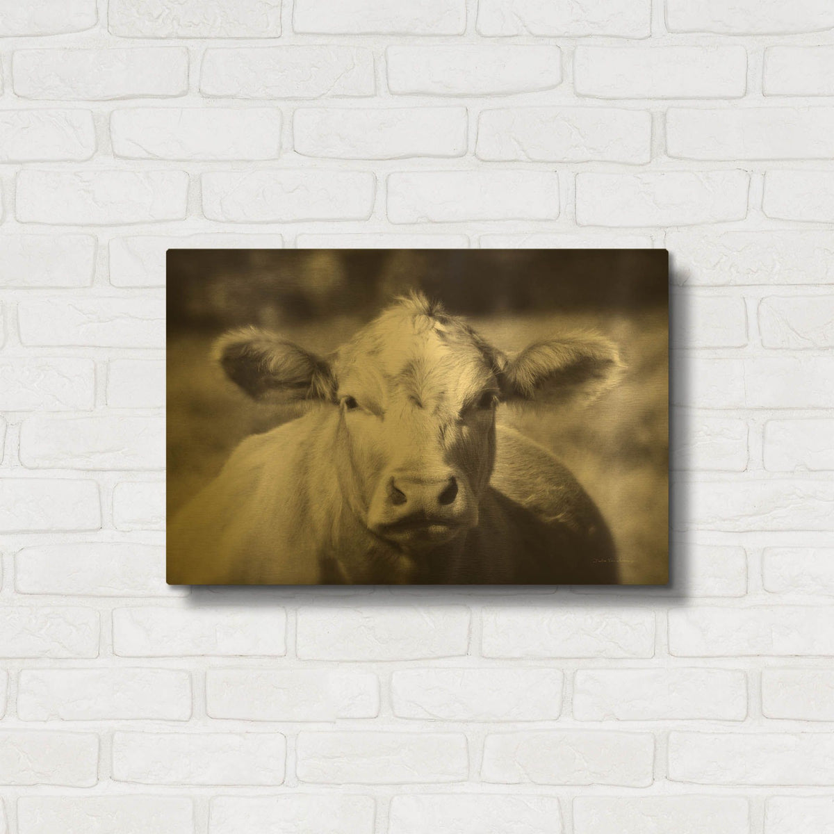 'Pasture Cow' By Debra Van Swearingen Gold Metal Wall Art