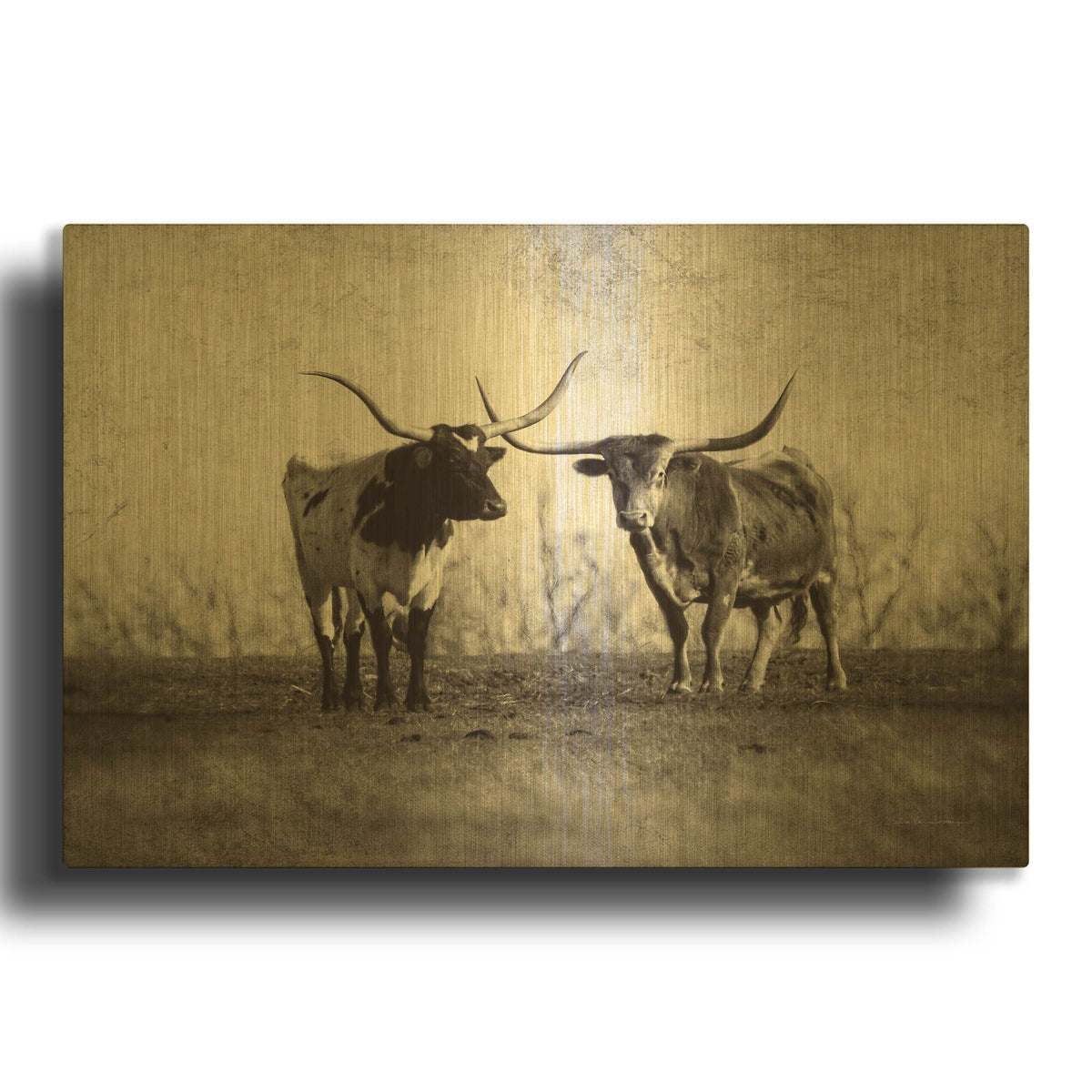 'Longhorns' By Debra Van Swearingen Gold Metal Wall Art