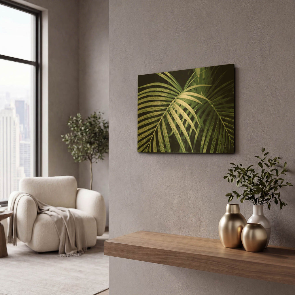 'Palm Fronds Green' By Debra Van Swearingen Gold Metal Wall Art