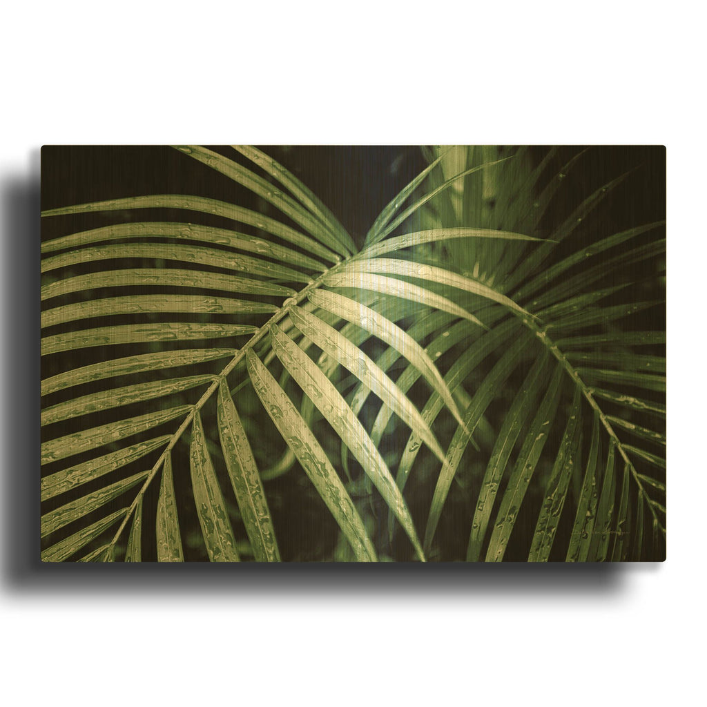 'Palm Fronds Green' By Debra Van Swearingen Gold Metal Wall Art
