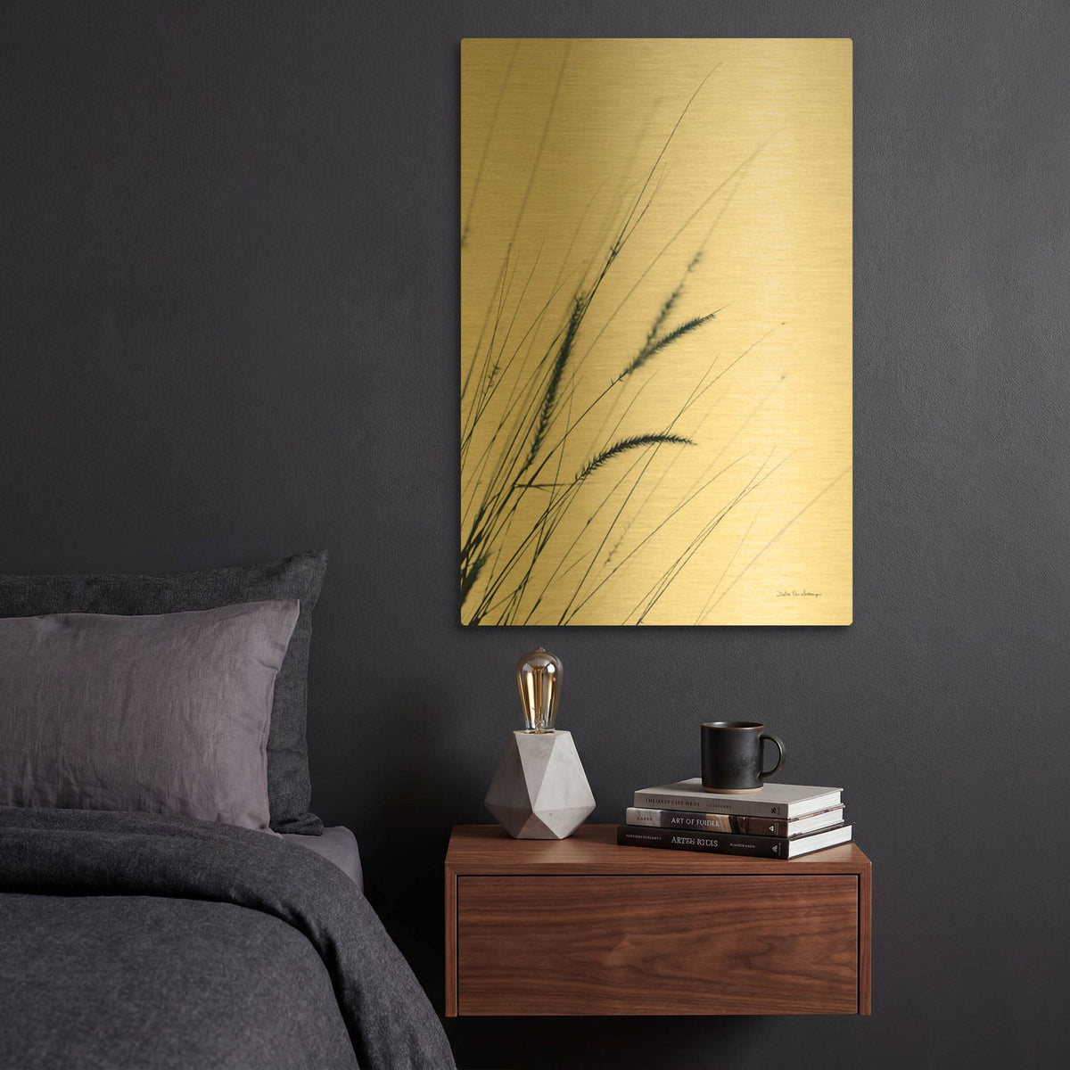 'Field Grasses I' By Debra Van Swearingen Gold Metal Wall Art