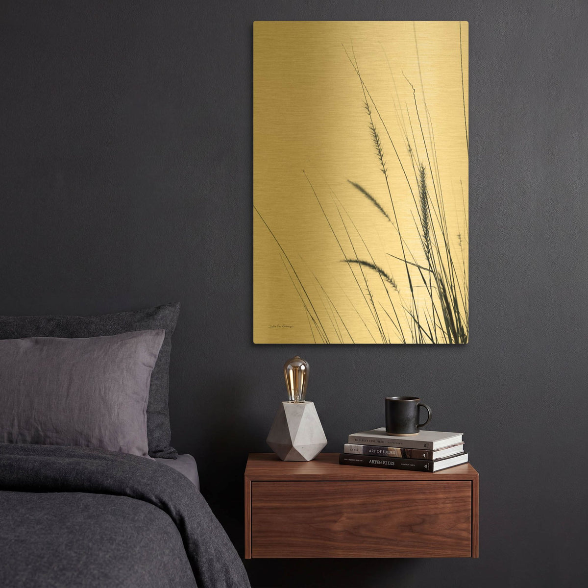 'Field Grasses II' By Debra Van Swearingen Gold Metal Wall Art