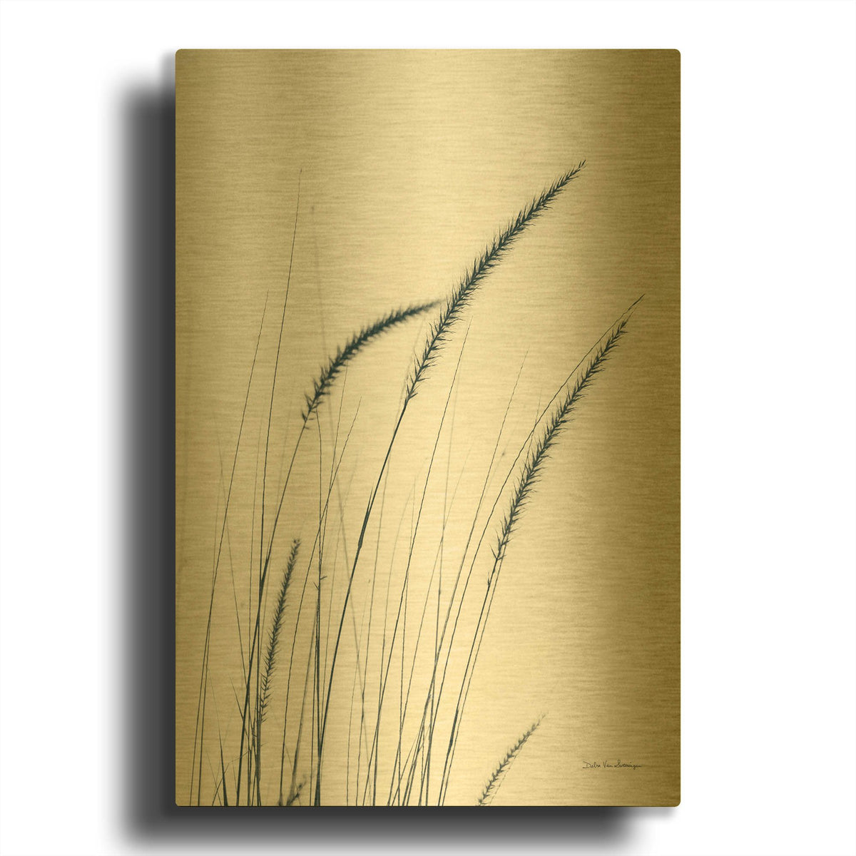 'Field Grasses III' By Debra Van Swearingen Gold Metal Wall Art